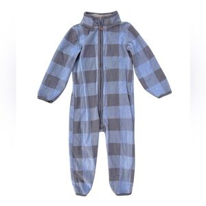 Carter's Plaid Fleece Jumpsuit Toddler Size 24 Months Zip Up Pajamas Blue Gray